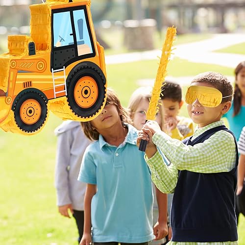 Miniatura 3 de Aoriher Piñata de camión volquete de construcción con venda y murciélago, suministros de fiesta, tractor, excavadora, piñata para niños, camión,