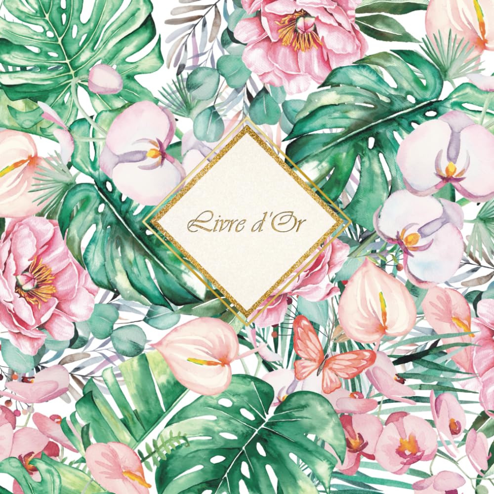 Livre d'or mariage tropical chic : album 120 pages blanches premium