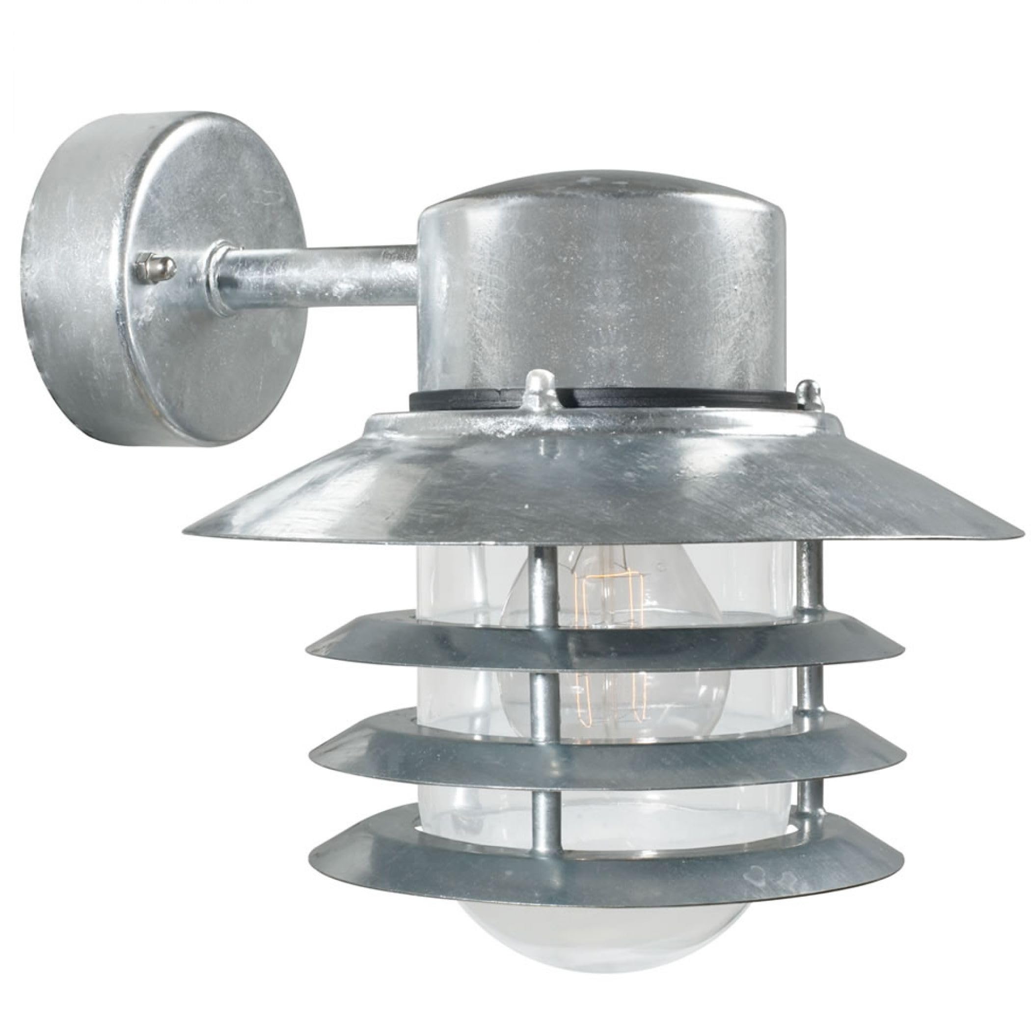 Nordlux Veje Outdoor Wall Light Silver Galvanized Steel E27 Coastal/Marine Safe - Garden, Patio, Entrance Mains Powered, IP54