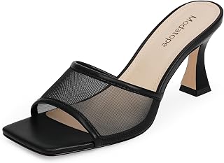 Modatope Womens Heeled Sandals Open Square Toe Heels for Women | Slip On Sandals, Stable High Heel, Fashion Style For Weddings, Parties, Daily Wear