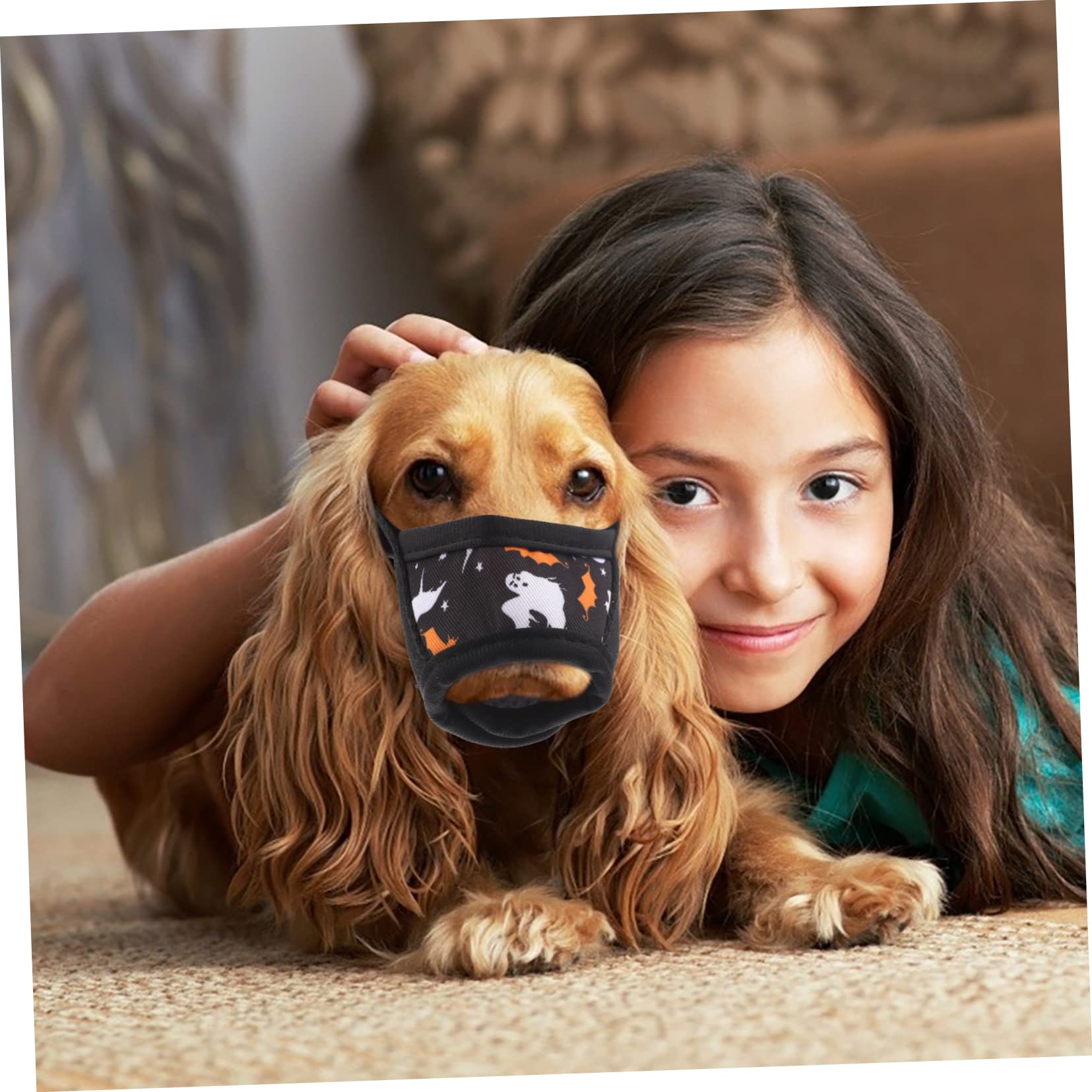 FRCOLOR 5pièces Muselière Réglable Nylon pour Chiens Bouche Respirante Et Confortable pour Extérieur Imprimé