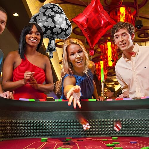 Miniatura 8 de 16 globos de papel de aluminio de casino, decoraciones de fiesta temática de casino, suministros de fiesta de cumpleaños de casino para adultos,
