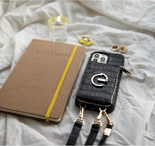 Miniatura 9 de CUSTYPE - Funda para iPhone 15 Pro con tarjetero para mujer, funda protectora de cuero con anillo (negro, iPhone 15 Pro, 6.1 pulgadas)