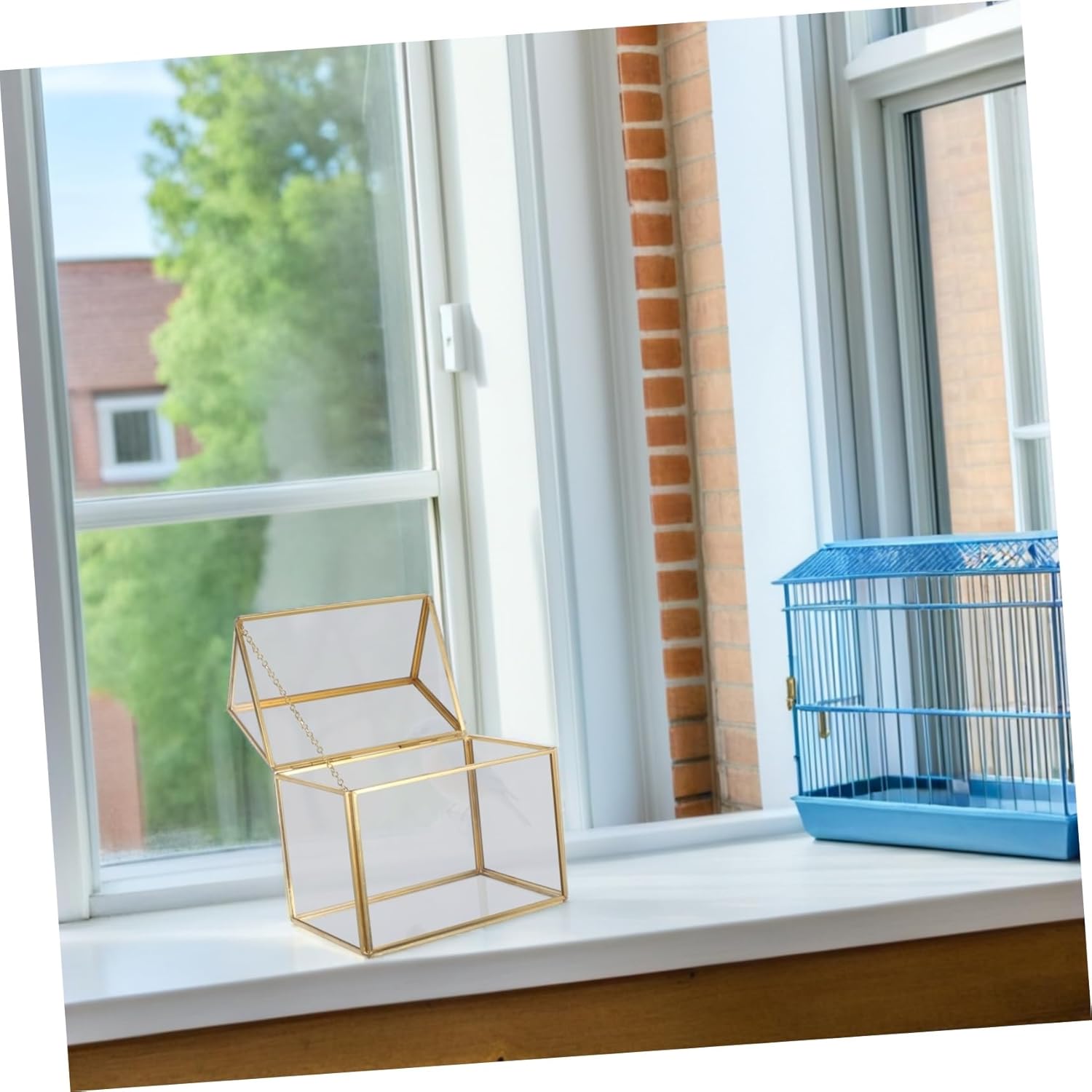 House Terrarium for Indoor Plants Geometric Succulent Garden Planter with Swing Lid Miniature Air Plant Display for Home and Office Decor