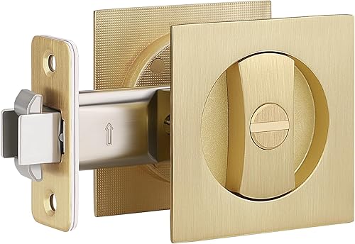 Miniatura 19 de EHOMEWARE Paquete de 1 cerradura de puerta de bolsillo negro mate, herrajes para puerta de bolsillo con llave igual, cerradura de puerta corredera