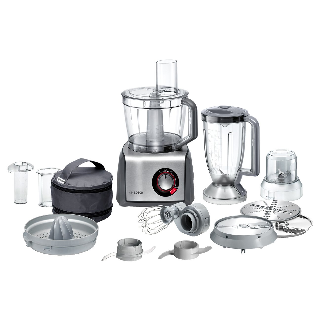Bosch MCM68861GB Food Processor, 10 Attachments, 3.9 Litre Mixing Bowl, 1250 Watt, Brushed Stainless Steel