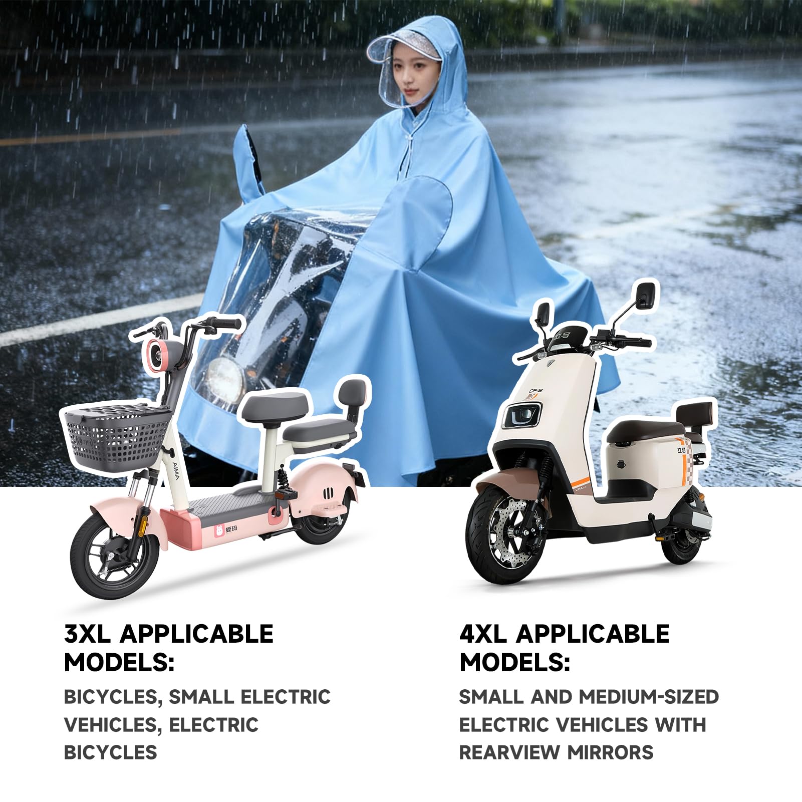 impermeable, material de PVC Ciclo eléctrico Rain Poncho Long Full Body Full Cycling Rain impermeable, para scooters eléctricos