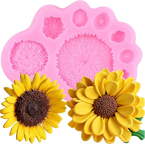 Moldes de fondant de girasol, molde de silicona de estambre de girasol para decoración de tartas, decoración de cupcakes, caramelo y goma de mascar