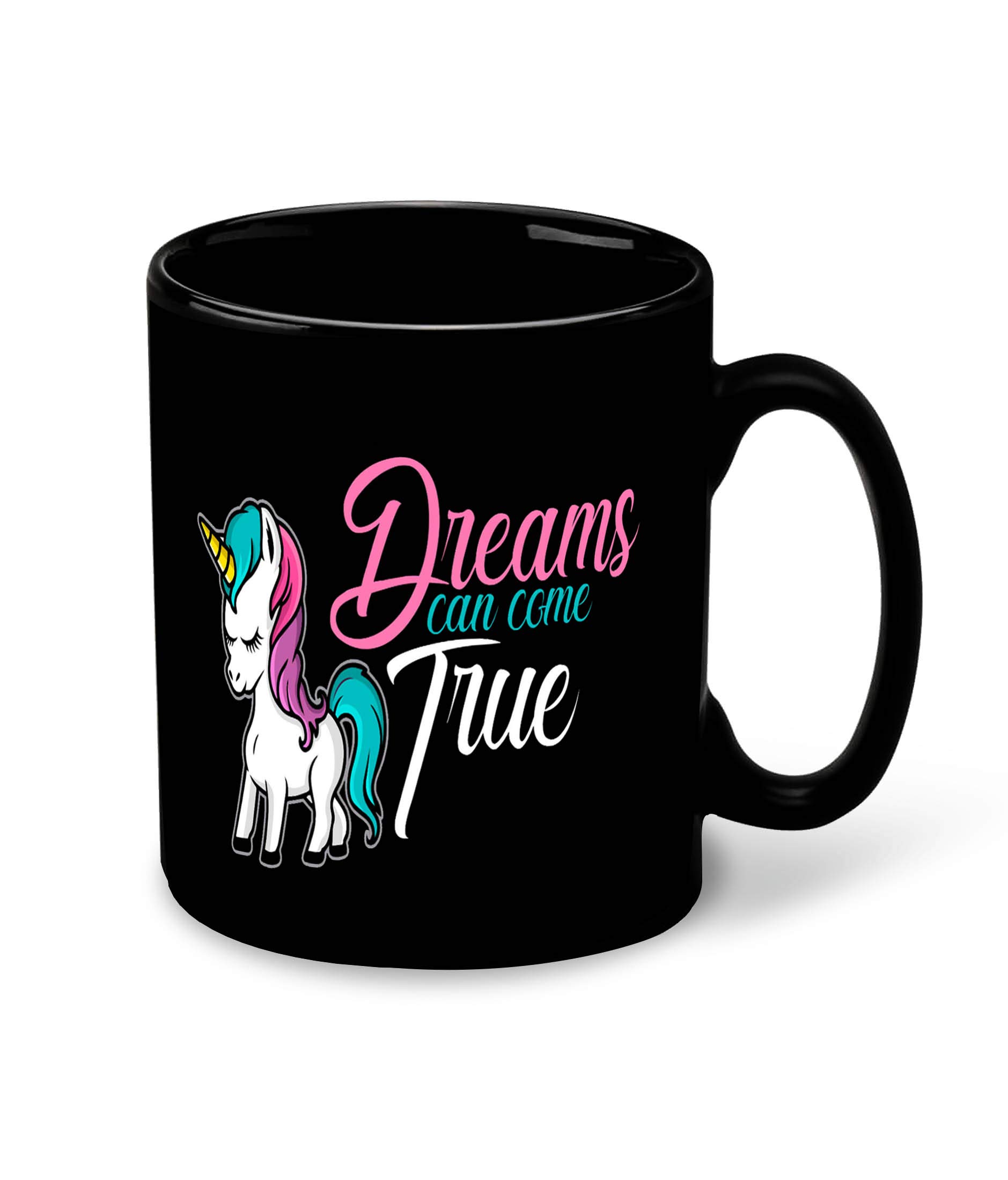 WHATS YOUR KICK - Unicorn Inspired Printed Black Inner Colour Ceramic Patch Coffee Mug | Drink | Milk Cup - Best Gift | Unicorn, for Birthday, Occasion, Girls, Kids (Multi 3)