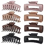 TOCESS Big Hair Claw Clips for Women - Neutral Large Claw Clip for Thin Thick Curly Hair 90\'s Strong Hold 4.33 Inch Nonslip Matte Jumbo Hair Clips (8 Pcs)