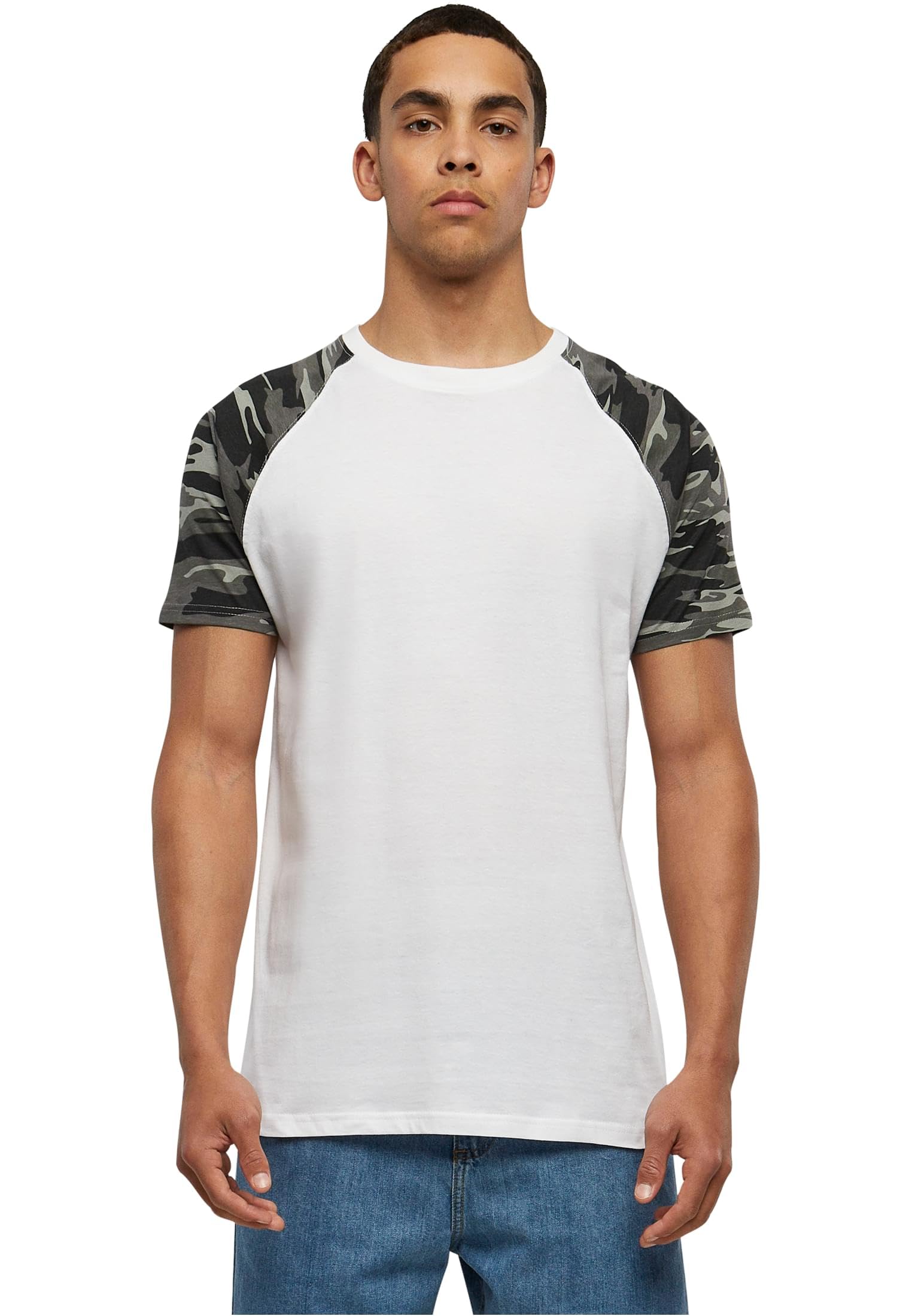 Urban Classics Men's Raglan Contrast Tee T-Shirt, White/darkcamo, M