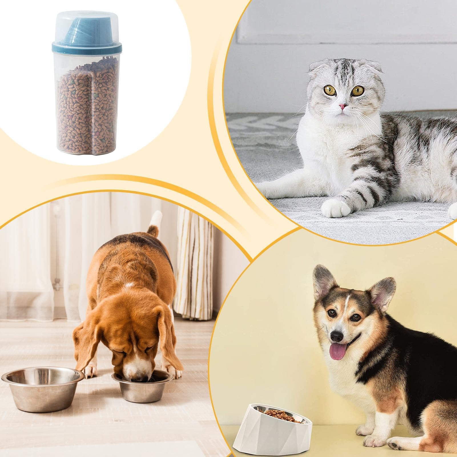 Contenedor hermético de almacenamiento para alimentos para mascotas, dispensador de aperitivos para cachorros de 1000 ml, perfecto para almacenamiento de alimentos secos en casa, viajes y
