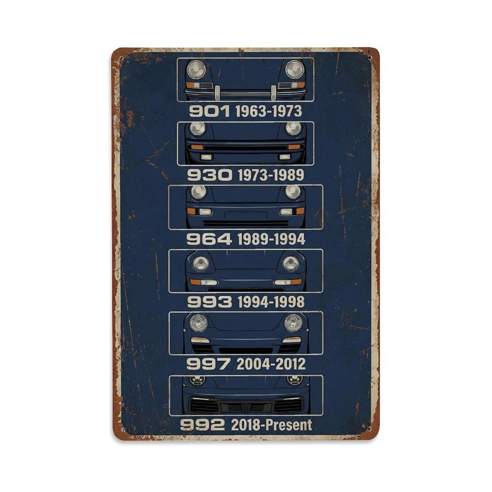 911 Coupe Targa Vintage 901 930 964 Racing Supercar Performance Metal Tin Sign Plaque Wall Decor for Cafe, Man Cave, Club Bar, Office, Home Garden Round Metal Poster 8x12Inch