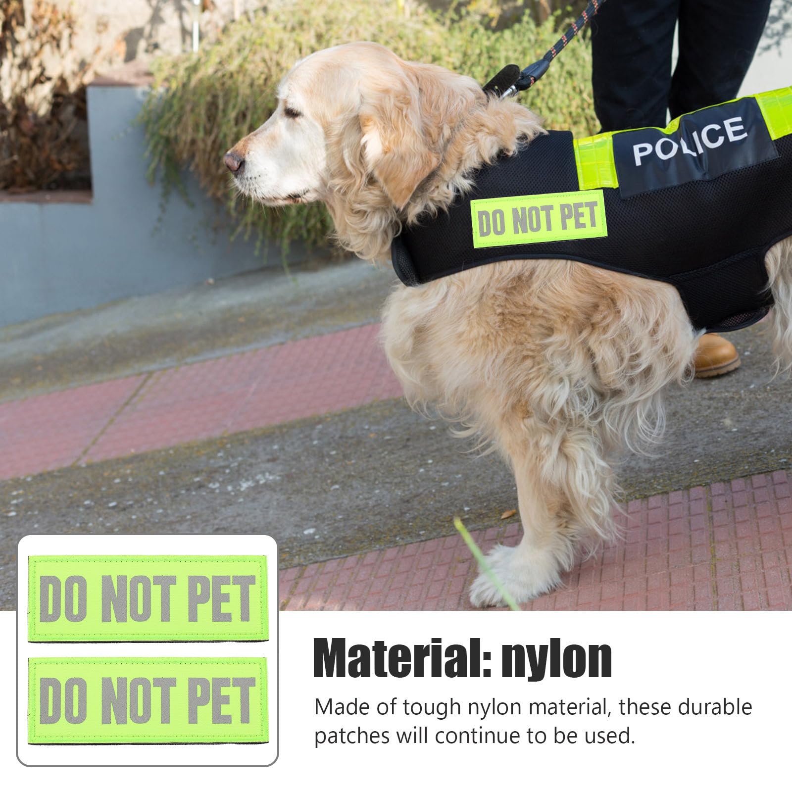 Yardwe Reflective Service Dog Patches for Harnesses Adhesive do Not Pet Stickers Night Safety Visibility for Assistance Dog Vest - Image 2