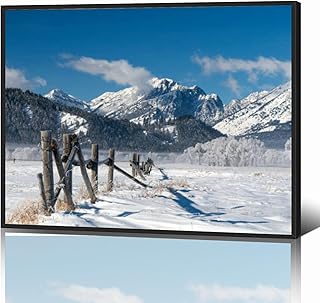 Landscape Grand Teton Black Framed Canvas Wall Art for Living Room Bedroom Kitchen Bathroom Prints Pictures Wall Decor Posters Painting Artwork 12x16