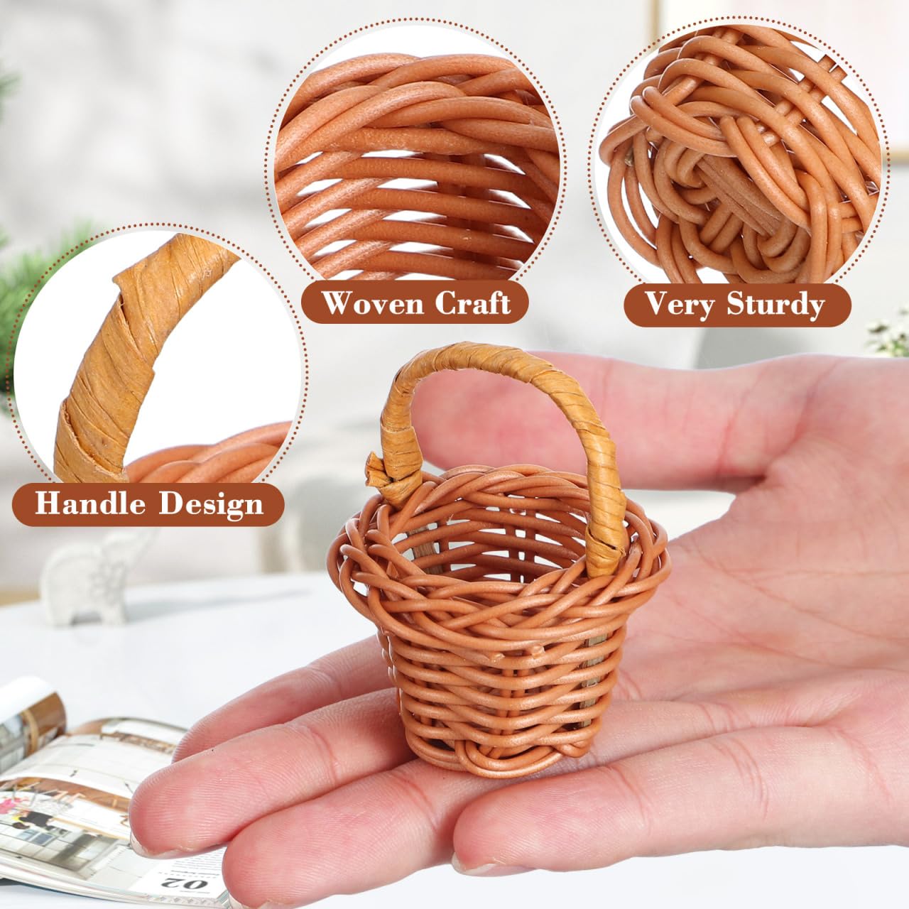 DOITOOL Mini cestini vimini, 30 Pezzi Cestini in Vimini con Manico Per Bomboniere Decorazioni Artigianali (6.5 X 3.5 x 3.5 cm).