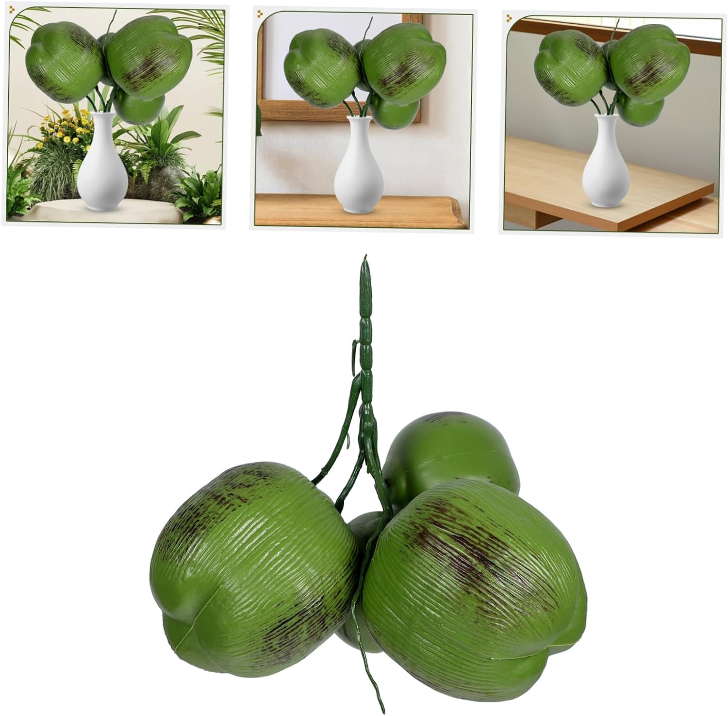 Garneck Artificial Coconut Decoration Bunch Realistic Fake Coconuts for Tropical Birthday Parties Hawaiian