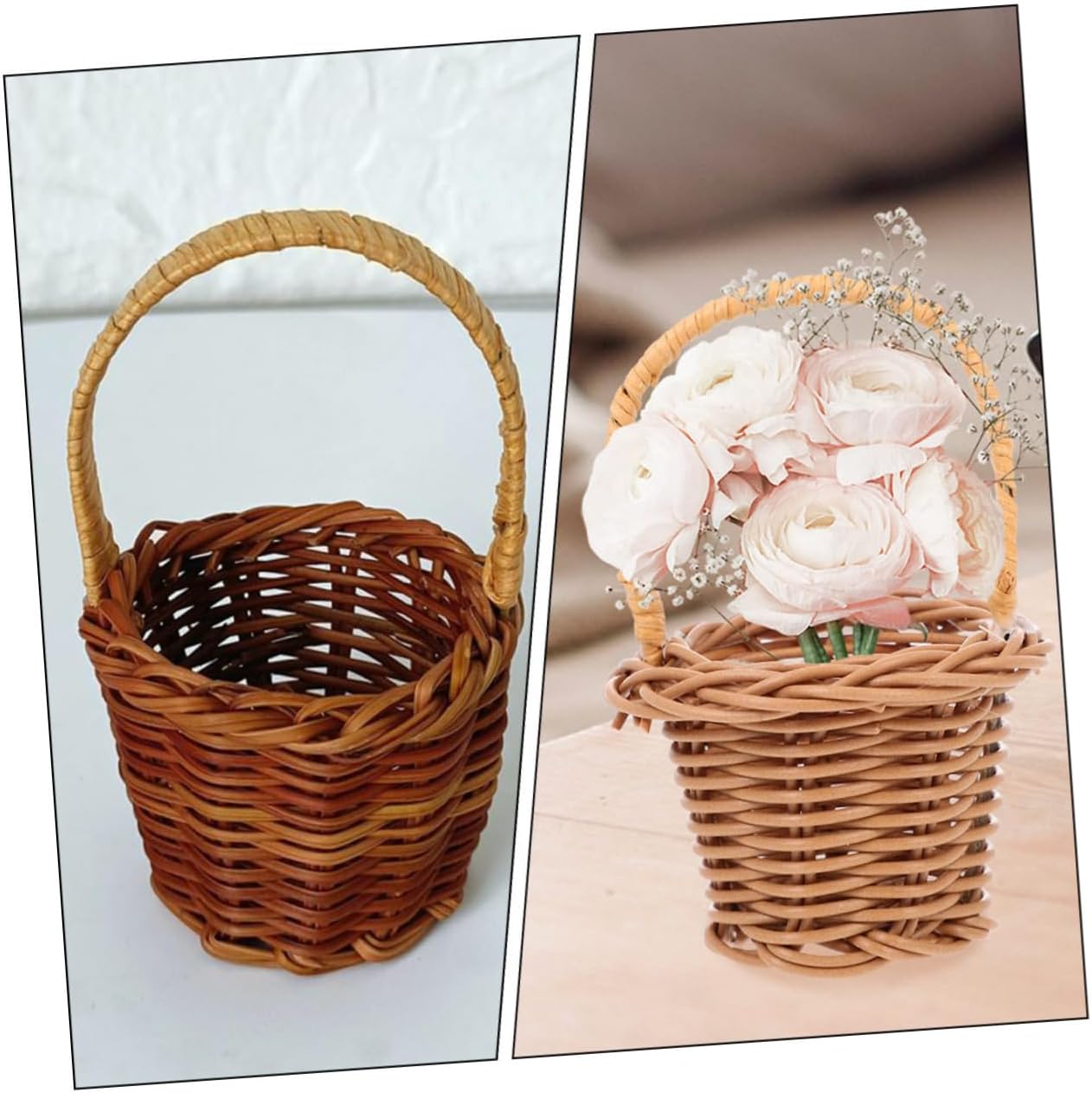 Alipis 50pcs Mini Rattan Basket Decor Bohemian Picnic Basket Woven Storage for Wedding Decor