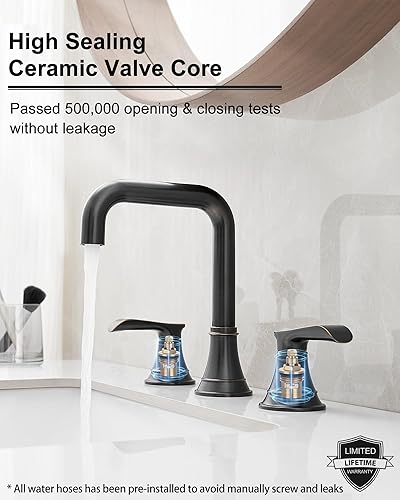 Miniatura 4 de Grifo de baño generalizado, grifo de baño de bronce aceitado de 3 agujeros, grifo giratorio de 360 grados, grifos de baño de 8 a 16 pulgadas con 2