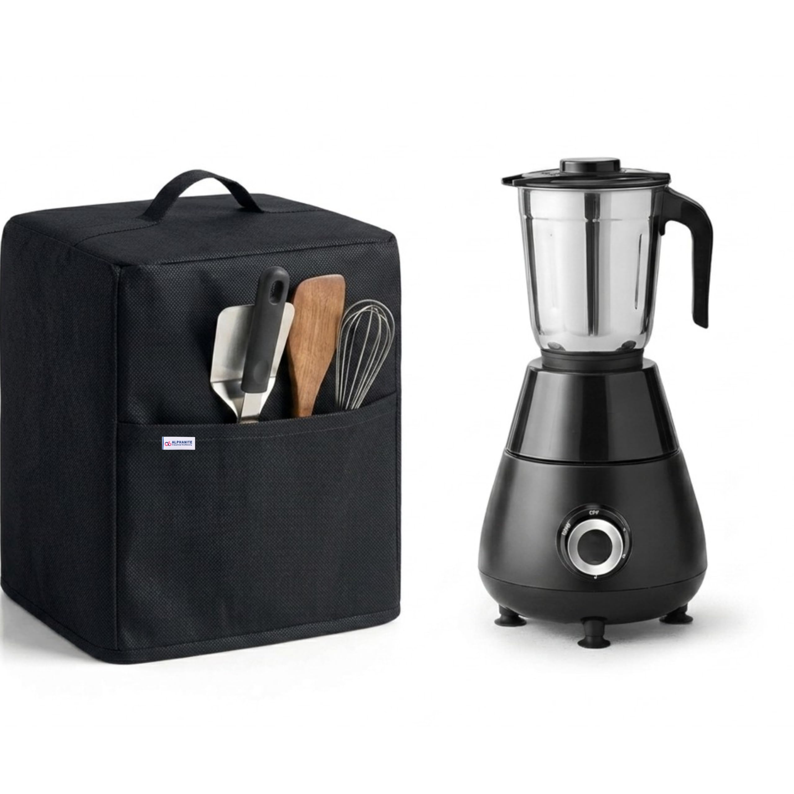 Mixer Grinder Cover Free Size | Waterproof Dustproof Polyester Appliance Cover | Fits Most Mixers Up to 26 x 28 x 29 cm | With Front Storage Pocket & Easy Carry Handle (BLACK, GENERAL)-image-36