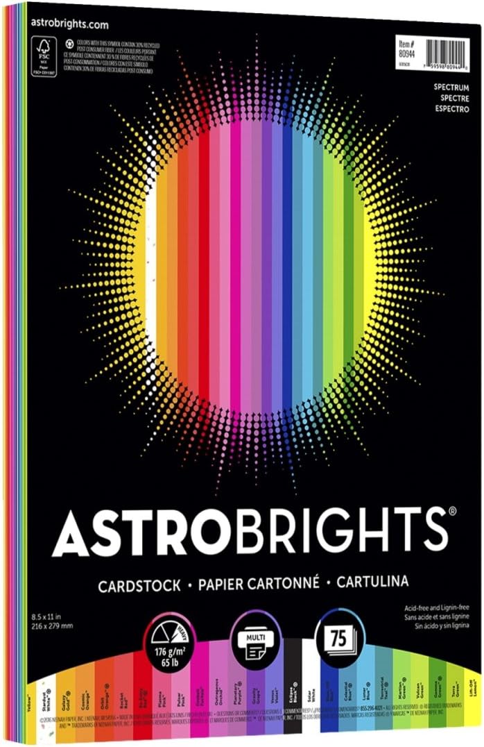 Paper 1534827 8.5 x 11 in. Spectrum Pack Cardstock - Pack of 75