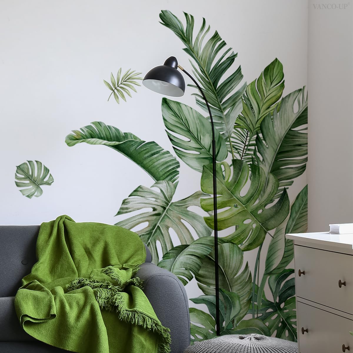 WandSticker4U®- Stickers muraux PLANTES vertes MONSTERA (75x93 cm) I Autocollant mura salon feuilles tropicales palmiers jungle I Déco murale chambre adulte cuisine salle de bain meubles grand