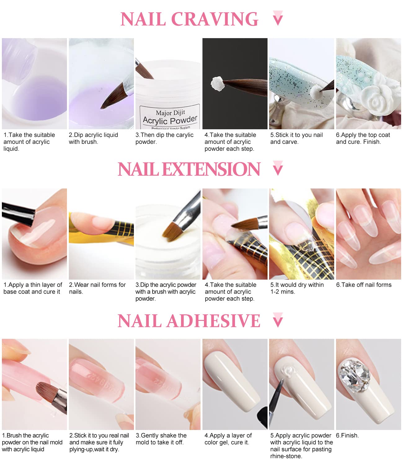 Kit Ongle Acrylique Complet En Gel Avec Lampe Uv 36w,Fraises à électriques,Poudre Acrylique Pour, Beaucoup de décoration manucure,Extensions D'Ongles En Gel