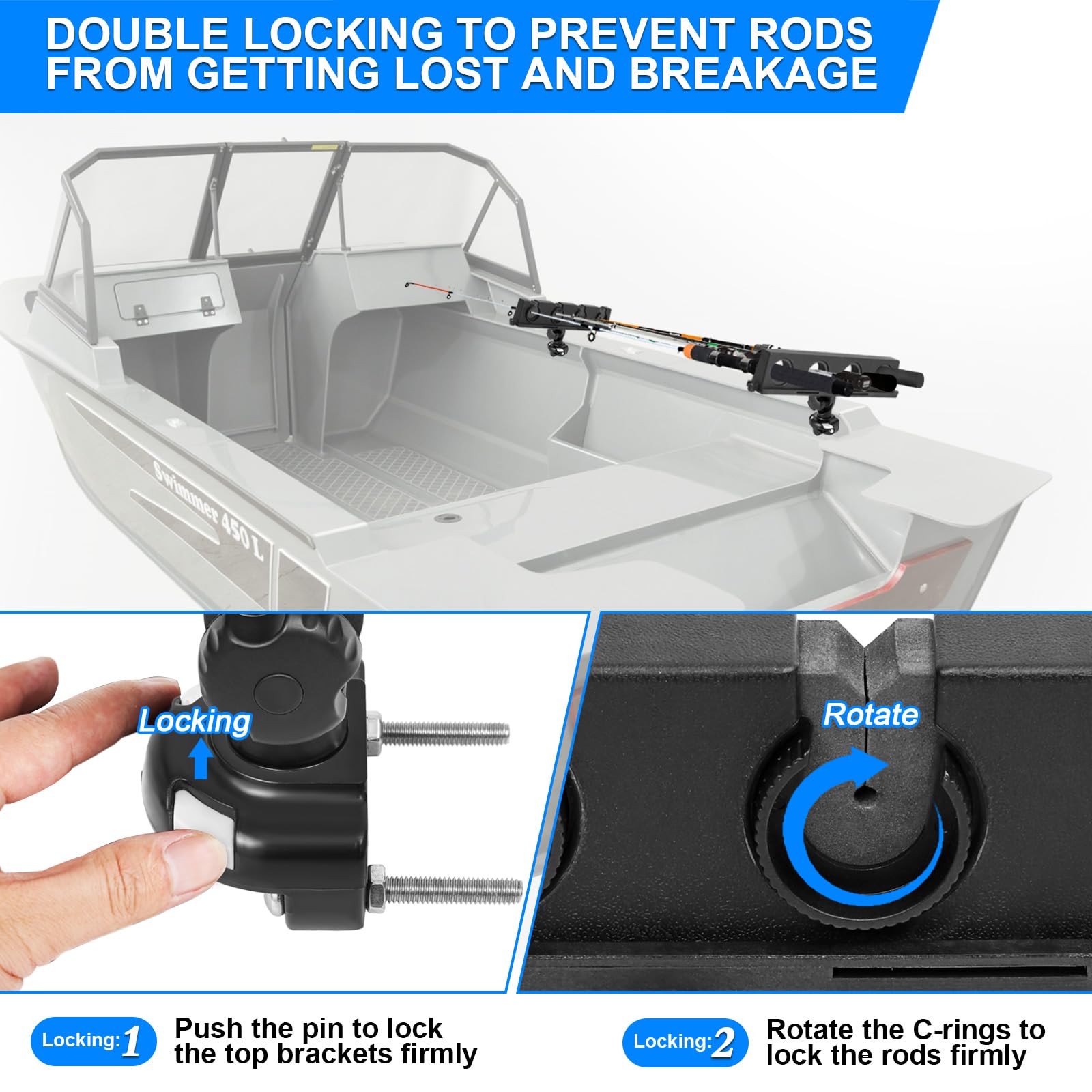 Adjustable Fishing Rod Holders 360 Degree Boat Kayak Fishing Rod Holder ...
