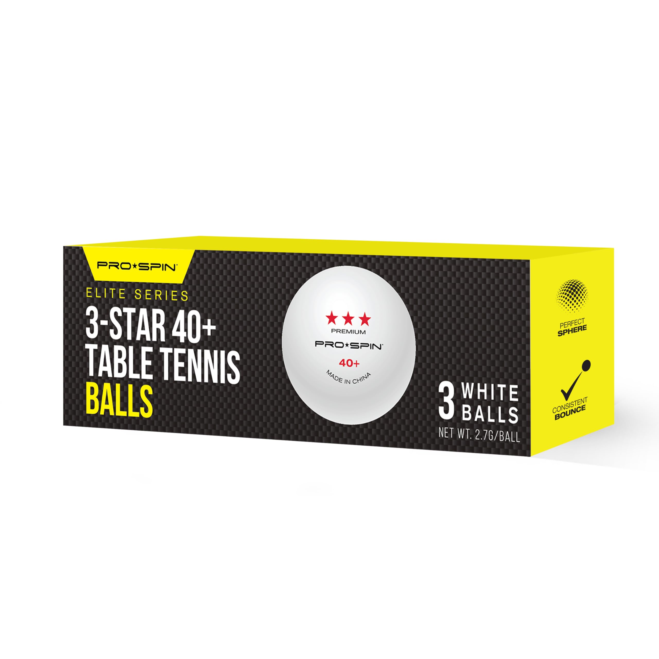 PRO SPINPing Pong Balls - 3-Star Premium White Table Tennis Balls | High-Performance 40+ ABS Professional Quality | Ultimate Durability for Indoor & Outdoor Ping Pong Tables
