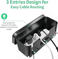 Vista 2 de Caja organizadora de cables, organizador de cables para regletas de alimentación, protector de sobretensiones, cable de extensión y gestión