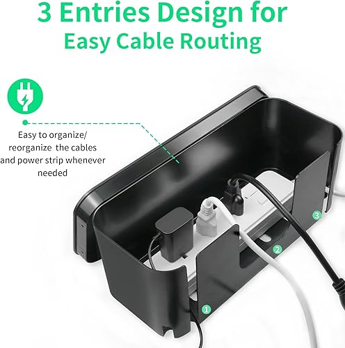 Miniatura 2 de Caja organizadora de cables, organizador de cables para regletas de alimentación, protector de sobretensiones, cable de extensión y gestión de