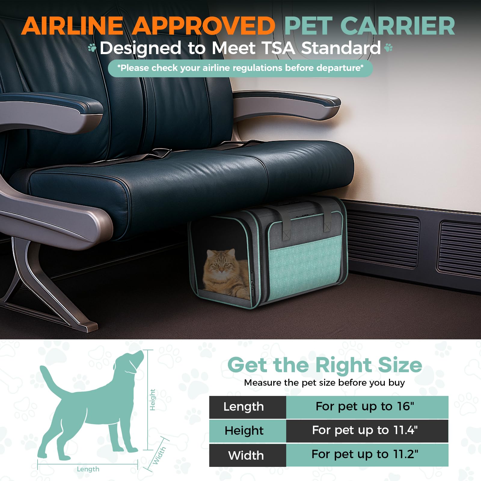 Betopet Cat Carrier for Airline Approved: Soft-Sided Cat Carrier Expandable for Small Dogs up to 15LBS - Pet Travel Bag for TSA Approved - Breathable for Airplane Camping Outdoor - image 3