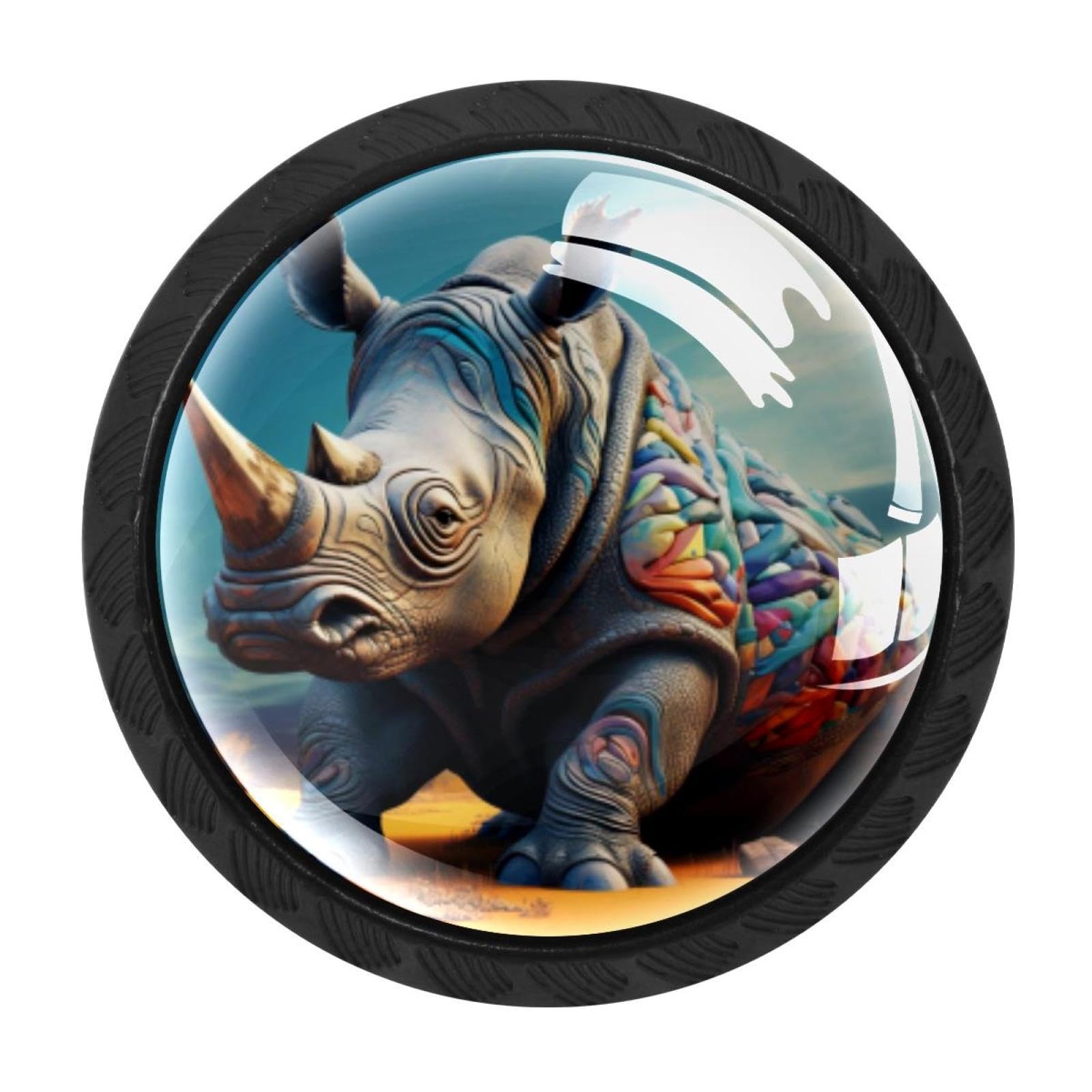 CHENZZZZ 4 Pieces Rhinoceros Drawer Knobs, 35mm Black Cabinet Knobs, Drawer Pulls and Knobs, Dresser Drawer Knobs, Cabinet Hardware Kitchen Cabinet Knobs