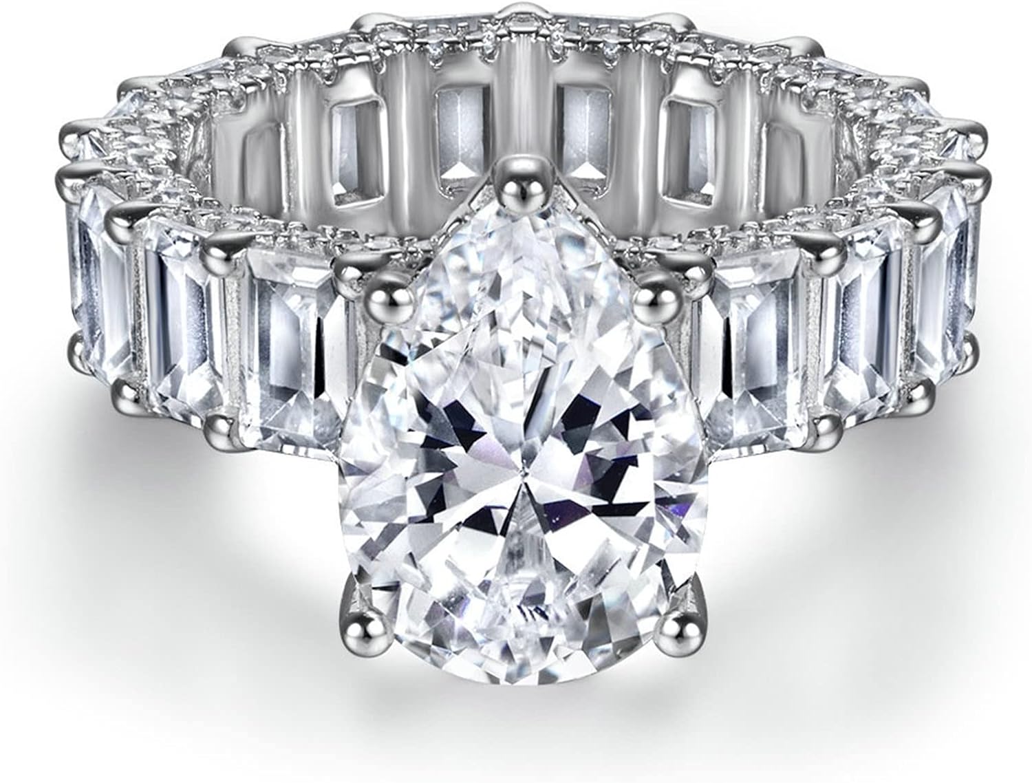 Pretty Rings, Rings Women Wedding Cubic Zirconia S925 Sterling Silver Water Drop Design Engagement Ring for Women