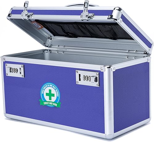 Caja de medicamentos con cerradura con estuche de almacenamiento portátil, 14.2 x 7.2 x 8.2 pulgadas, organizador de bloqueo de medicamentos a