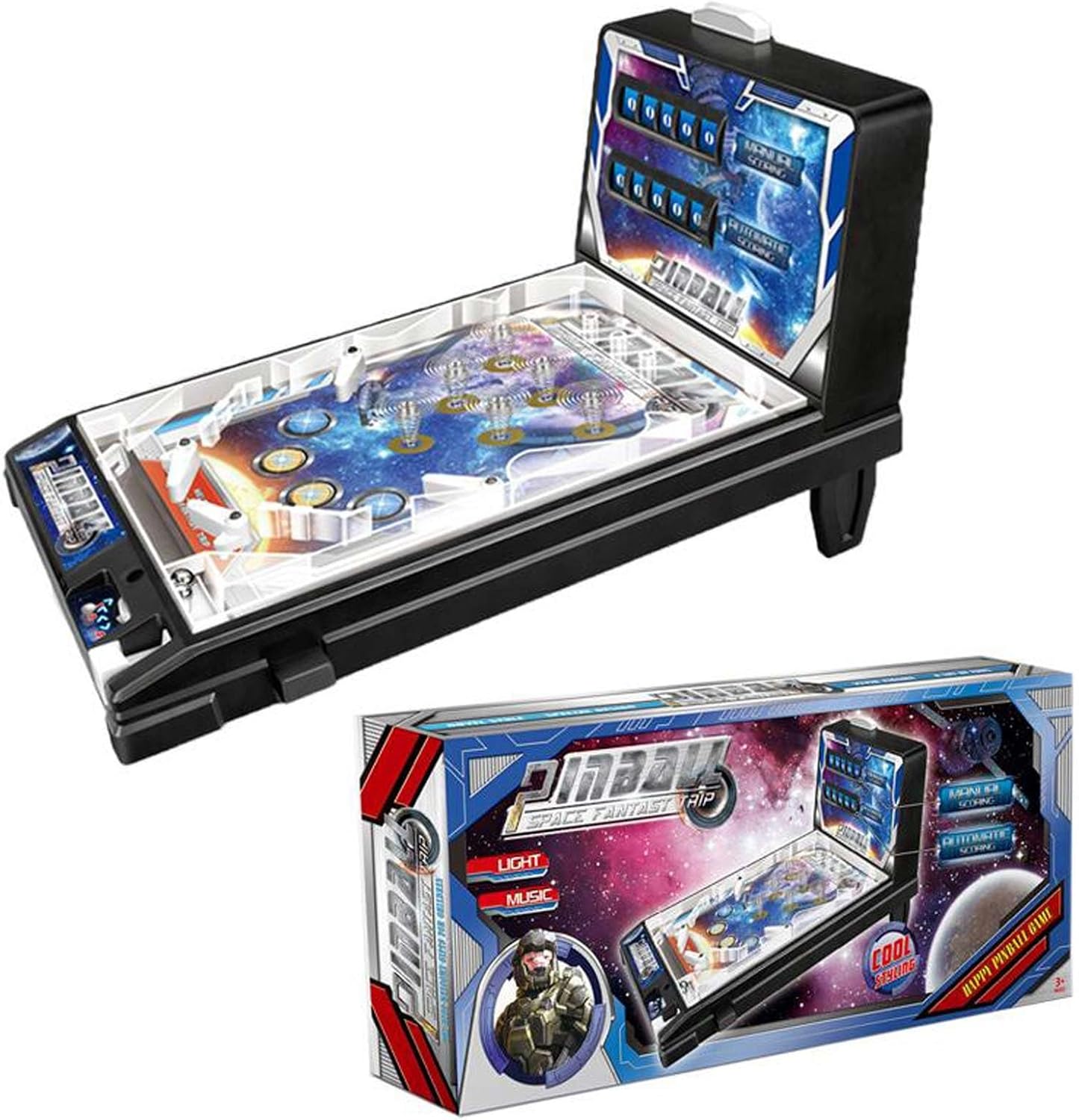 Electronic Arcade Toys Children Pinball Toy for Kids Desktop Pinball Machine 16.5×10.6×9.6in with Scorer and Light Music for Kids and Family
