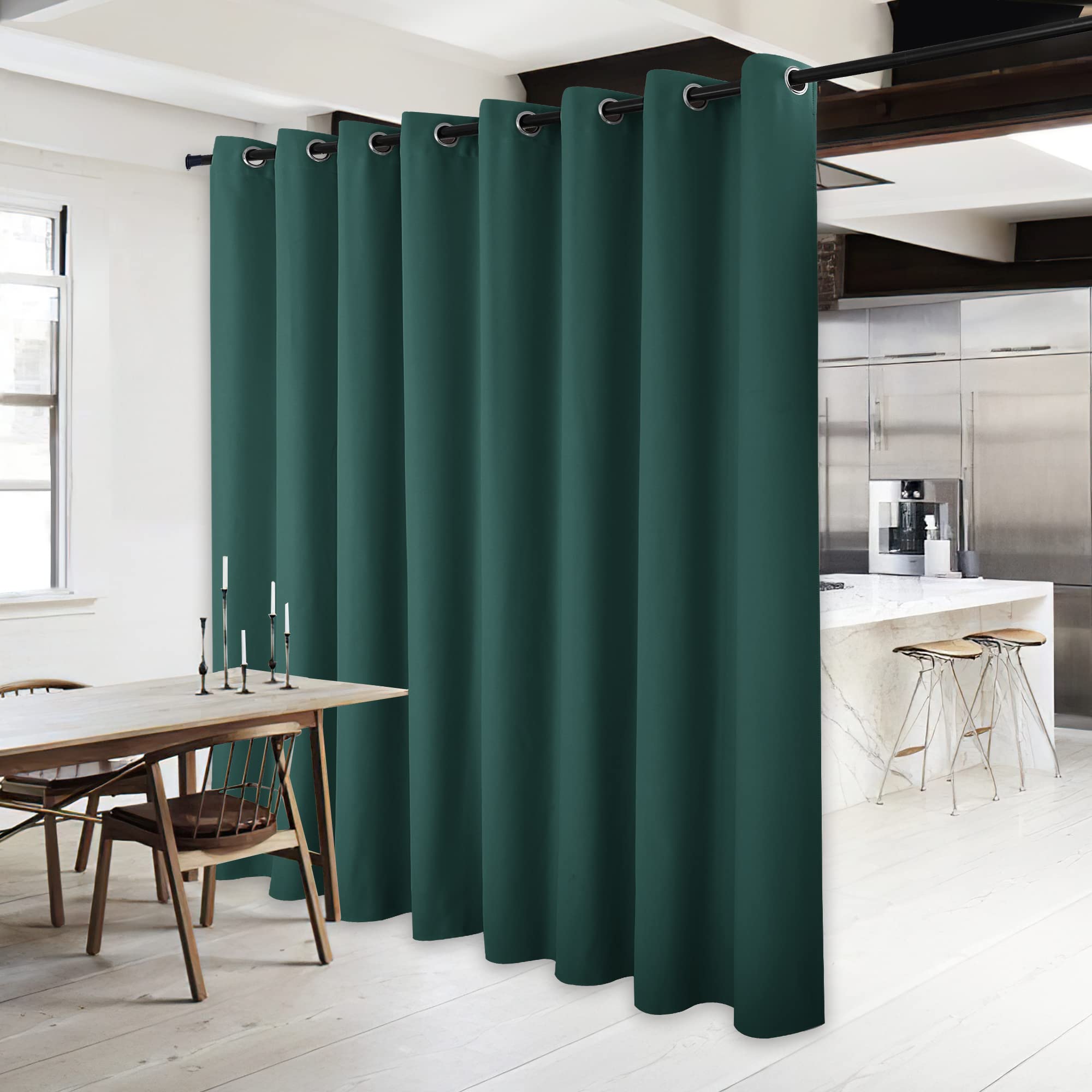 NICETOWN Patio Glass Door Panel - (120 inches Wide x 84 inches Long, Hunter Green, 1 Panel) Blackout Curtain for Bedroom/Living Room, Privacy Panel Drape for Dining Room and Guest Room