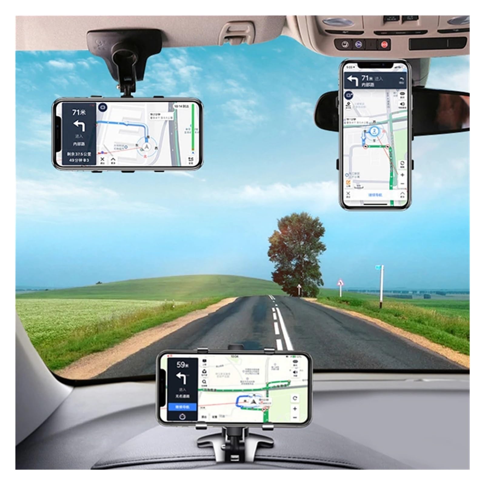 Porta Cellulare Auto Supporto per telefono da auto 3 in 1, supporto per specchietto retrovisore, supporto per navigatore GPS regolabile per iP&ho&ne 14