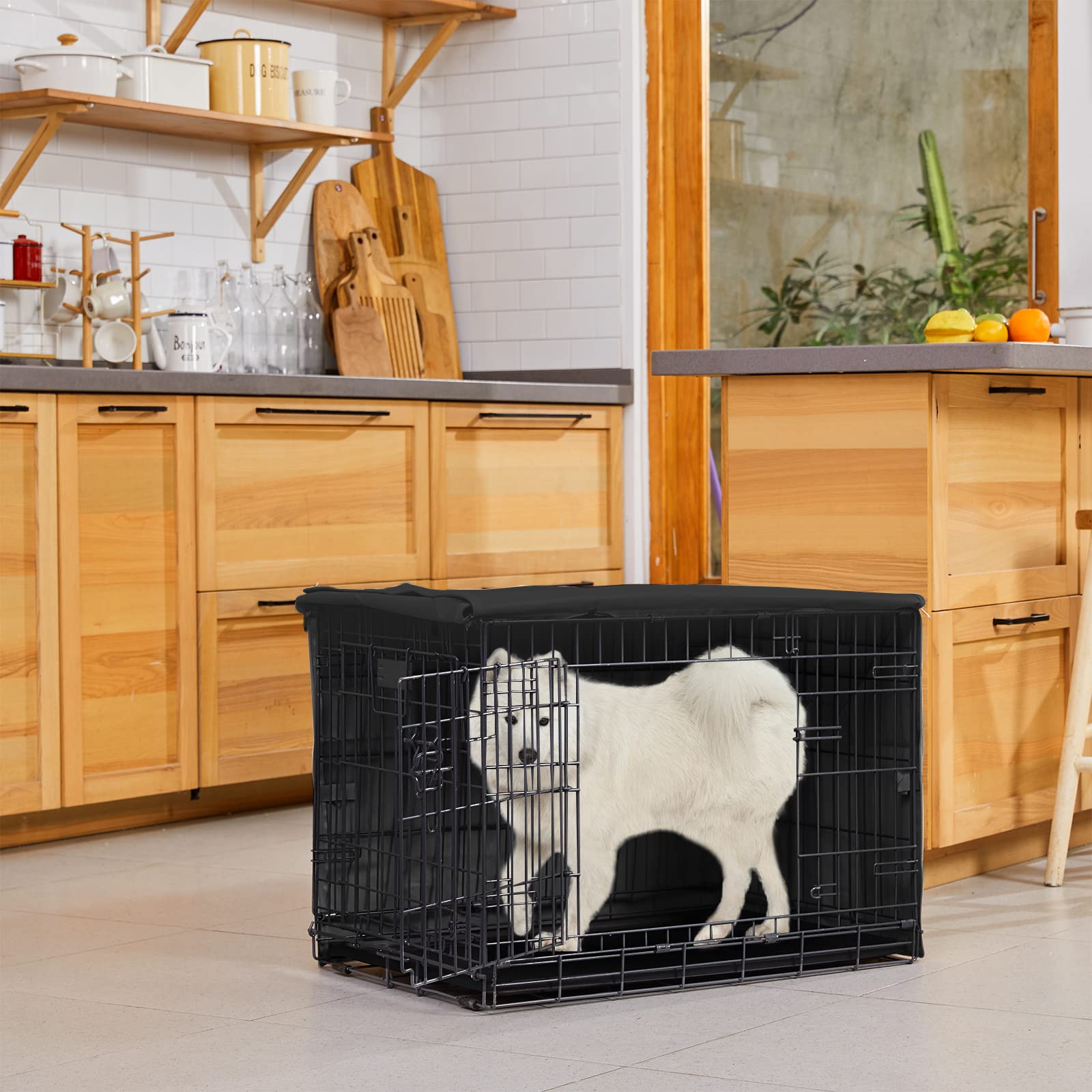 X-ZONE PET Funda para jaula de perro de doble puerta, cubierta de poliéster para perrera (se adapta a cajas de alambre de 24, 30, 36, 42 y 48 pulgadas)