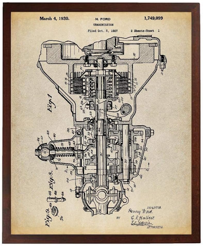 Henry Ford – Póster de patente de transmisión de impresión artística de parte del automóvil, arte del motor, decoración automotriz, automóvil