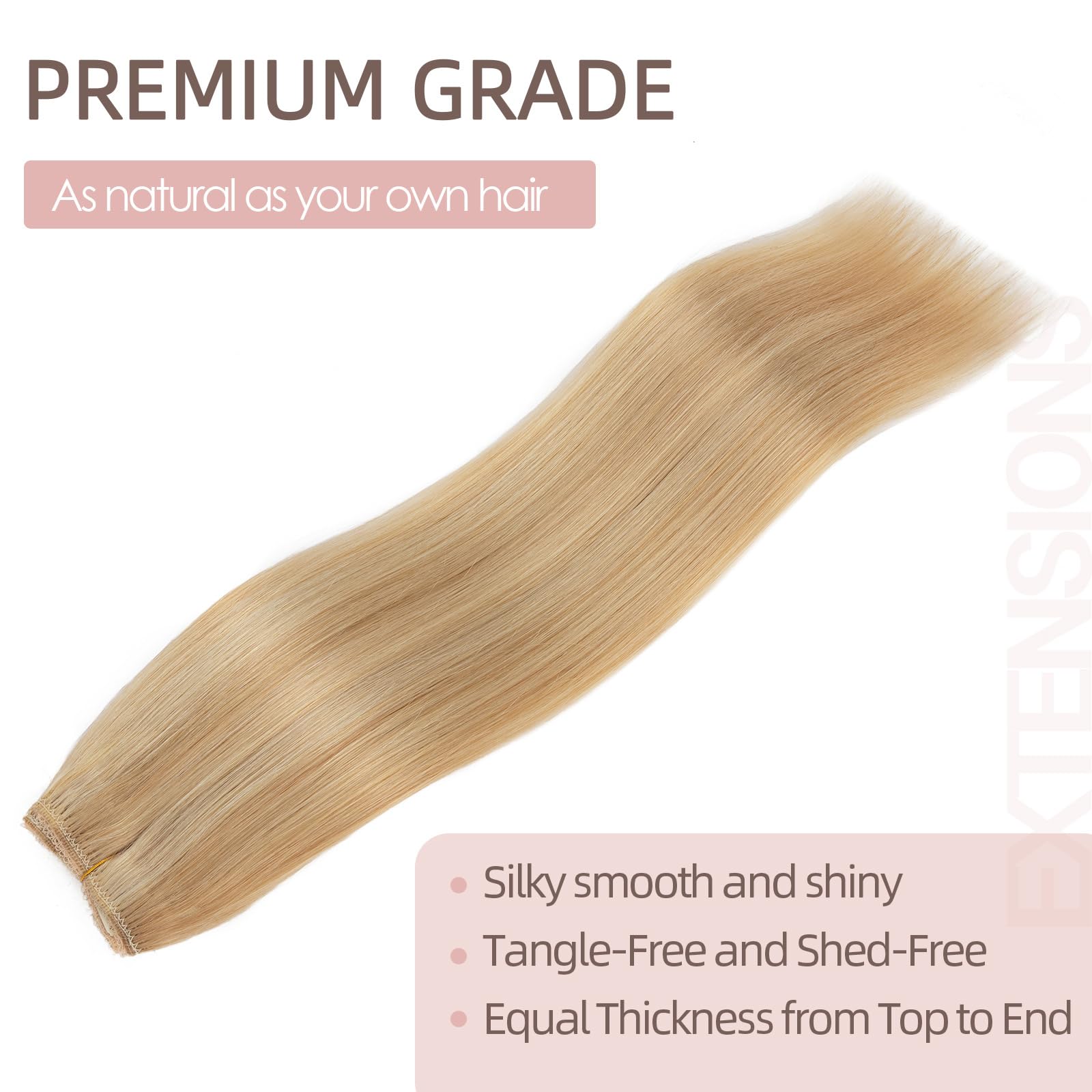 Silk-co Extensions Echthaar mit Draht, Clip in Extensions 70g, Secrets Haarverlängerung Haarteil für Frauen 50cm #18RP613R Graublond mix Bleichblond