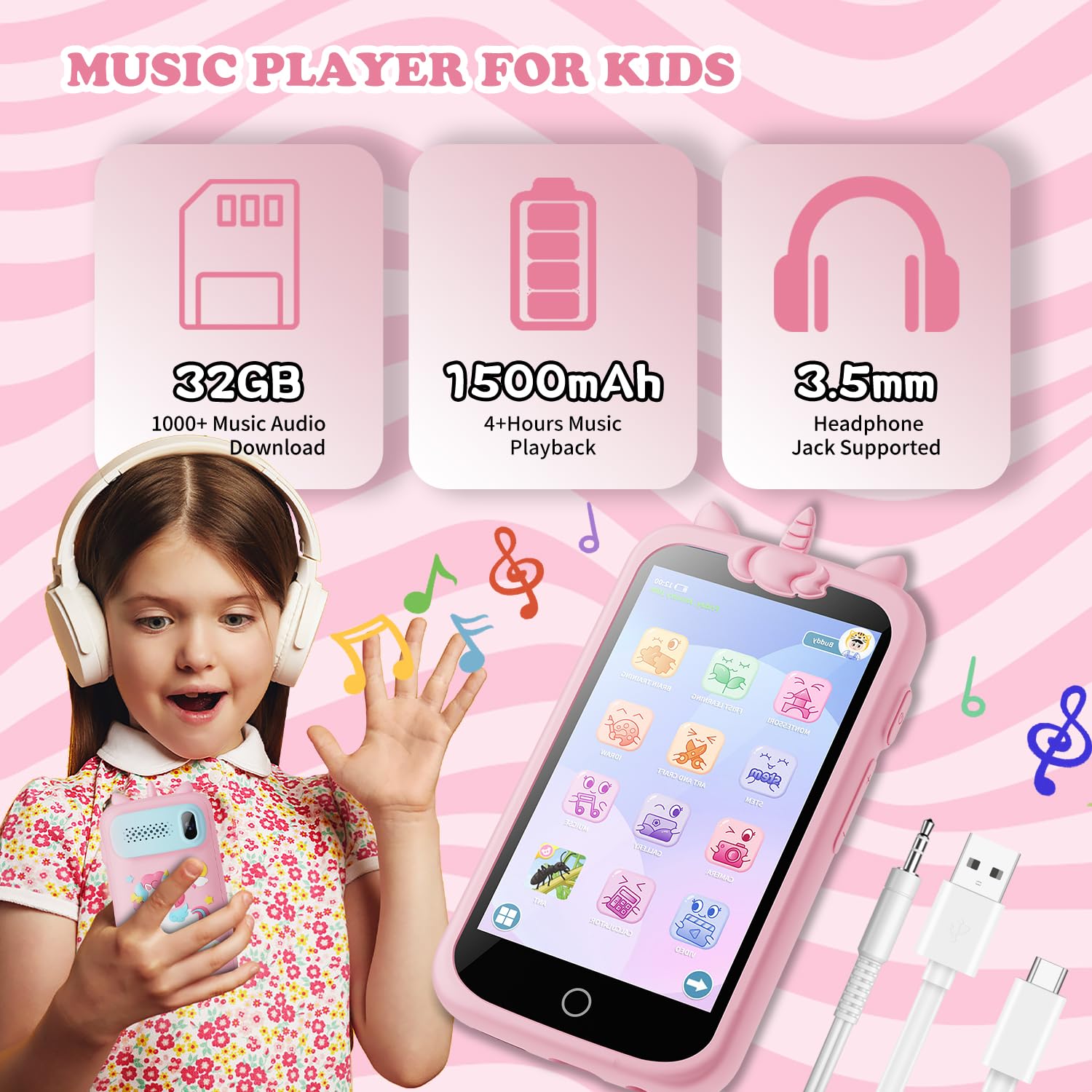 Smartphone Giocattolo per Bambini, 3.97" Cellulare Giocattolo Regalo Natale/Compleanno, 200+ Puzzle Gioco Smartphone Bambini, 2000mA Telefono Finto per 3 ai 12 Anni (Blu) (D2-pink-1)