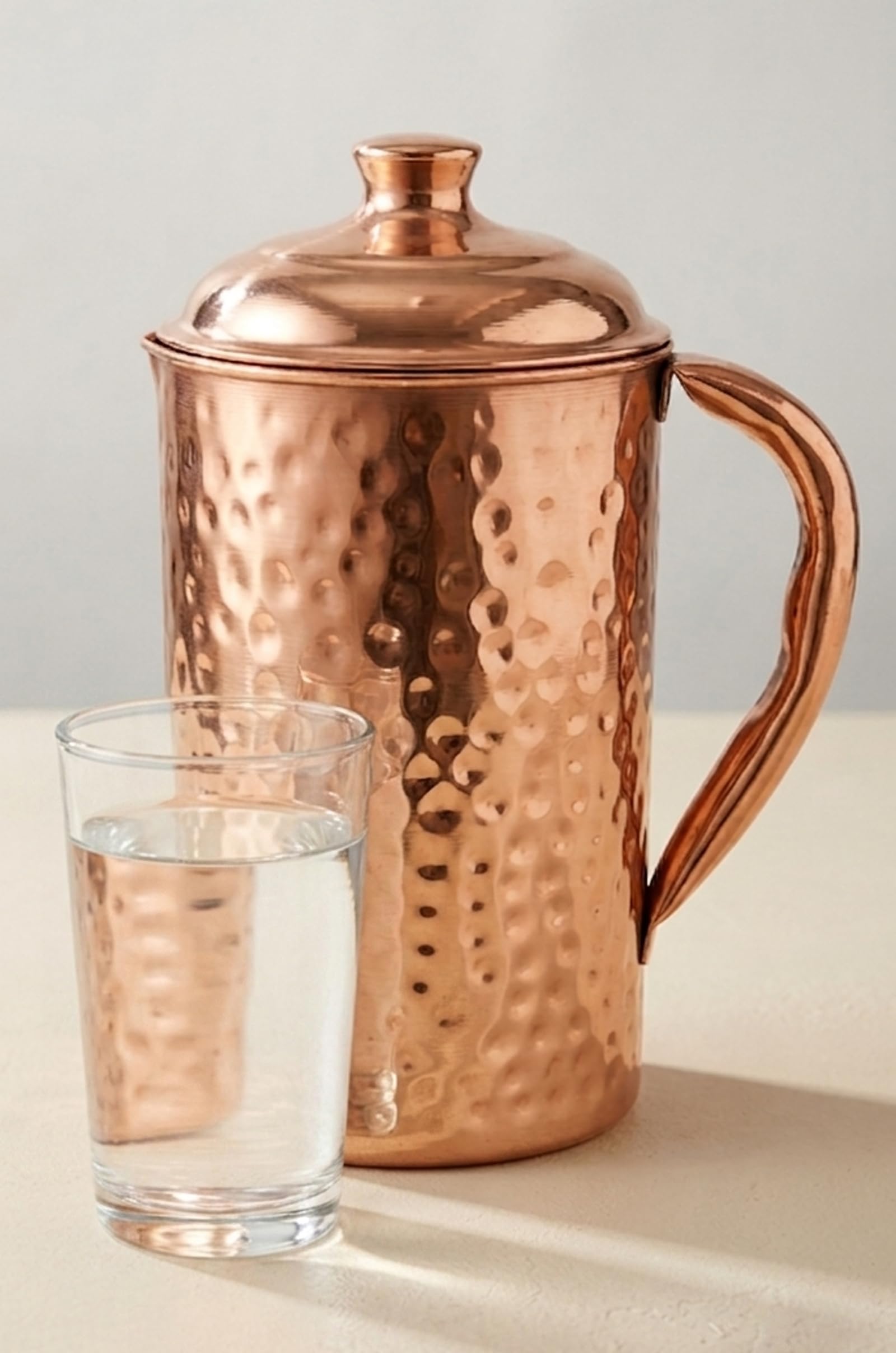 Dzbanek Z Czystej Miedzi Z Pokrywką 1500 Ml/50,7 Uncji Płynu Ręcznie Robiony Dzbanek Na Wodę Do Picia Ajurwedyjskich Korzyści Zdrowotnych