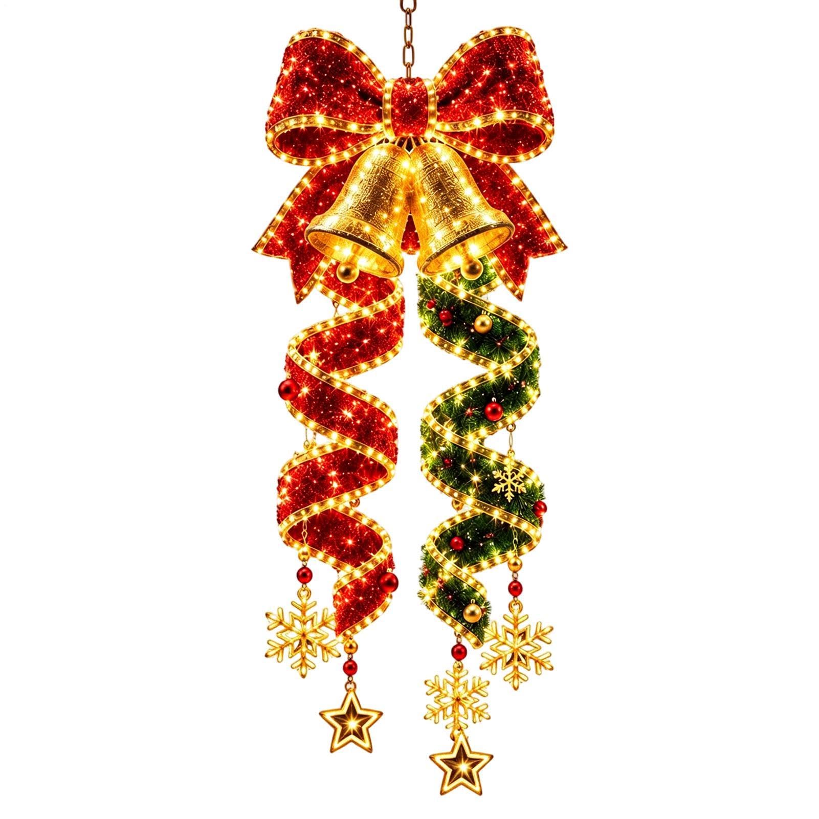 Glowing Christmas Door Hanger, Warm Lighted Vertical Holiday Door Decor