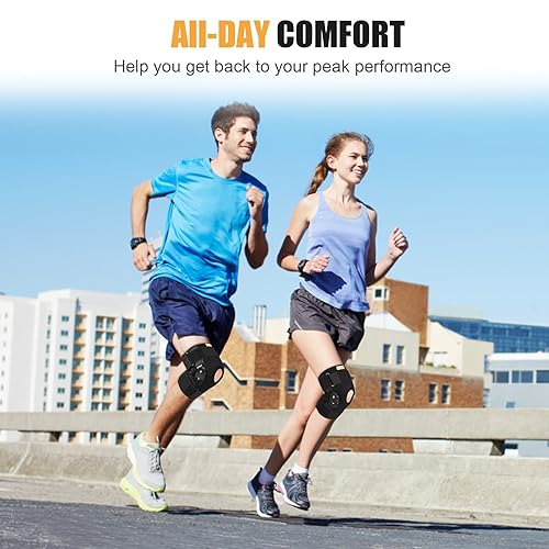 Miniatura 5 de Rodillera con bisagras, rodillera ajustable para hombres y mujeres, alivio del dolor, hinchazón e inflamación, manga de soporte del tendón rotuliano