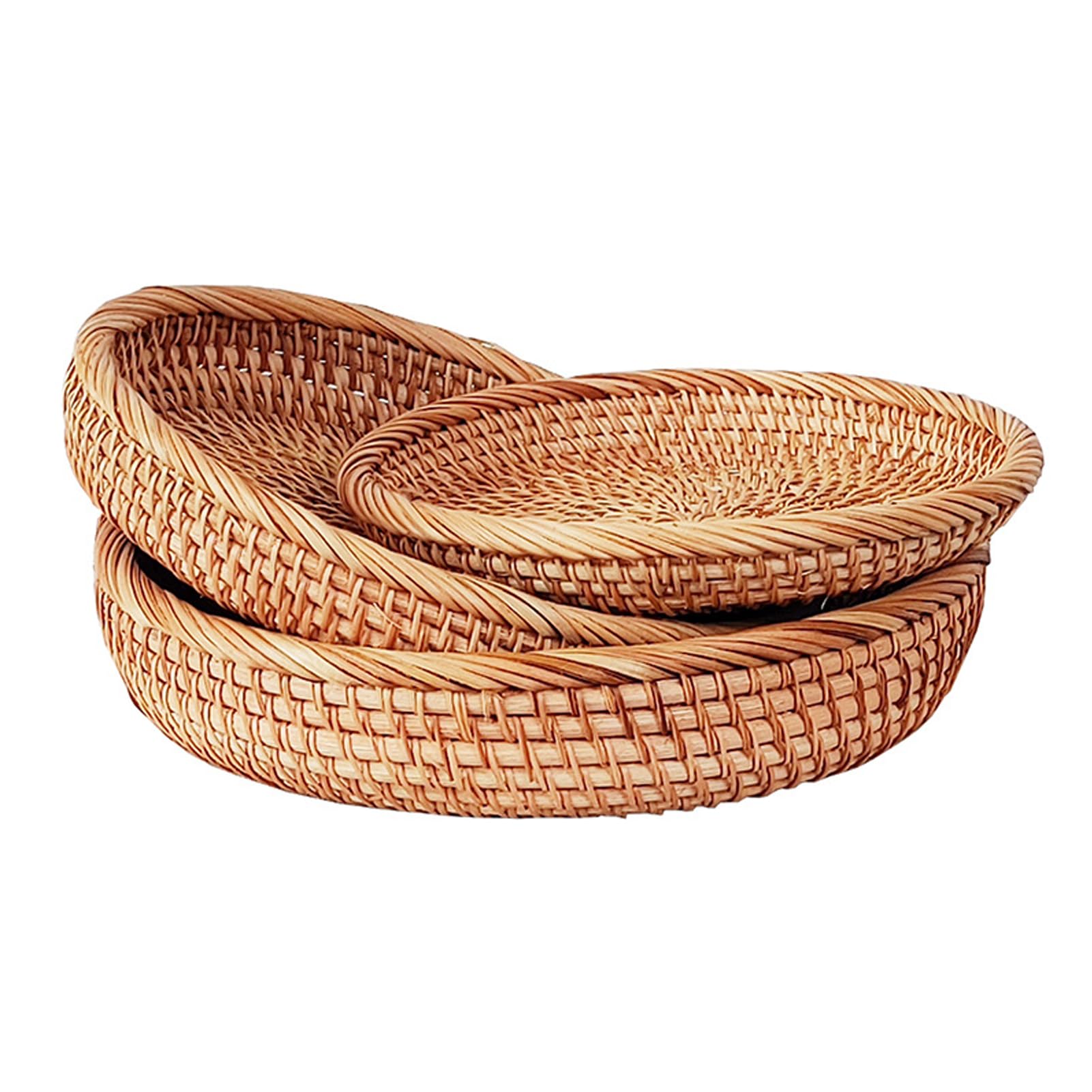 Set 3 Cestini Rattan Naturale - Cestini Frutta E Pane Per Cucina Fatti A Mano - Foto 5