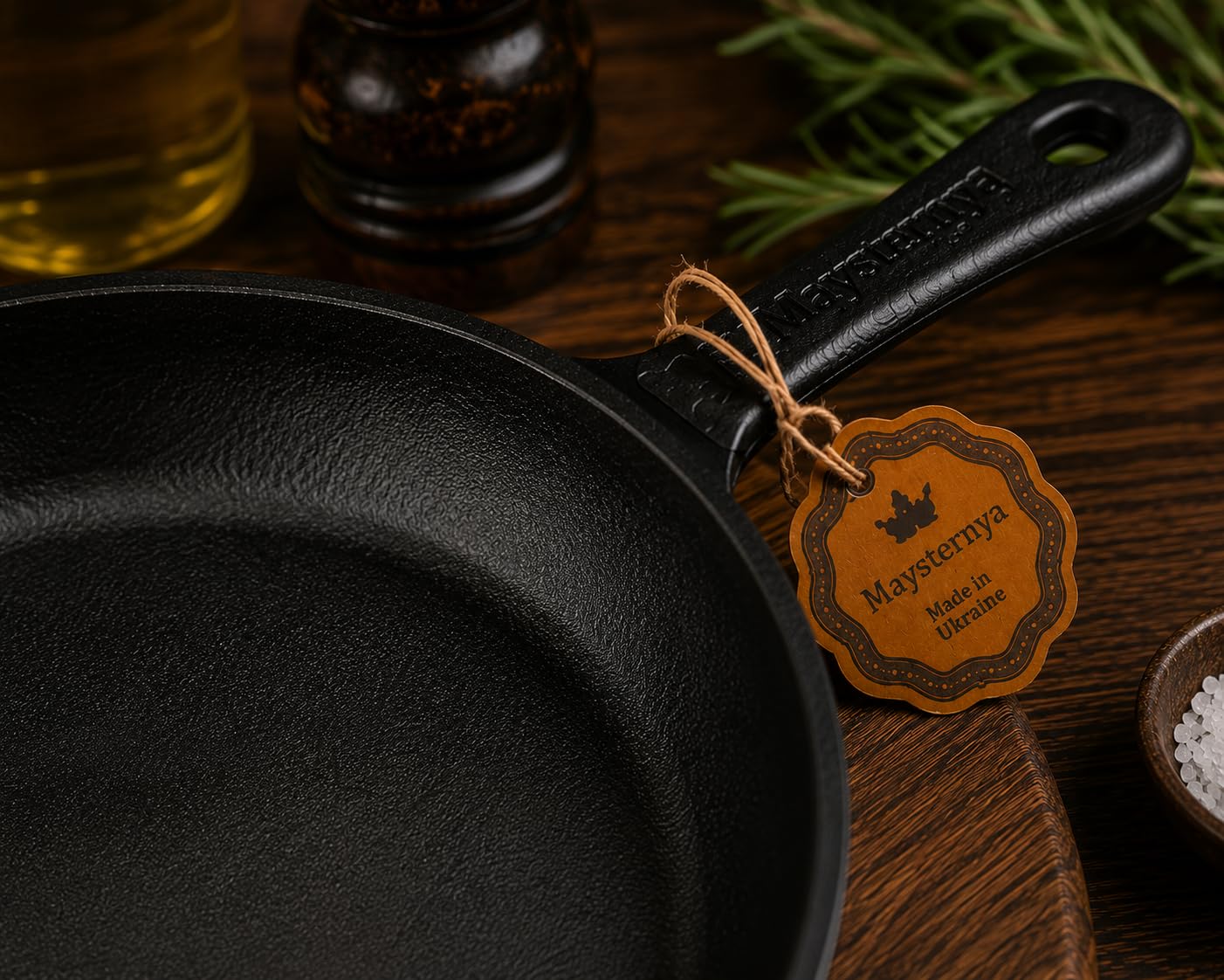 Sartén de Hierro Fundido Ø24 cm – Apta para Inducción, Horno y BBQ – Sin PFAS – Sartén con Mango Metálico – Resistente – Negra