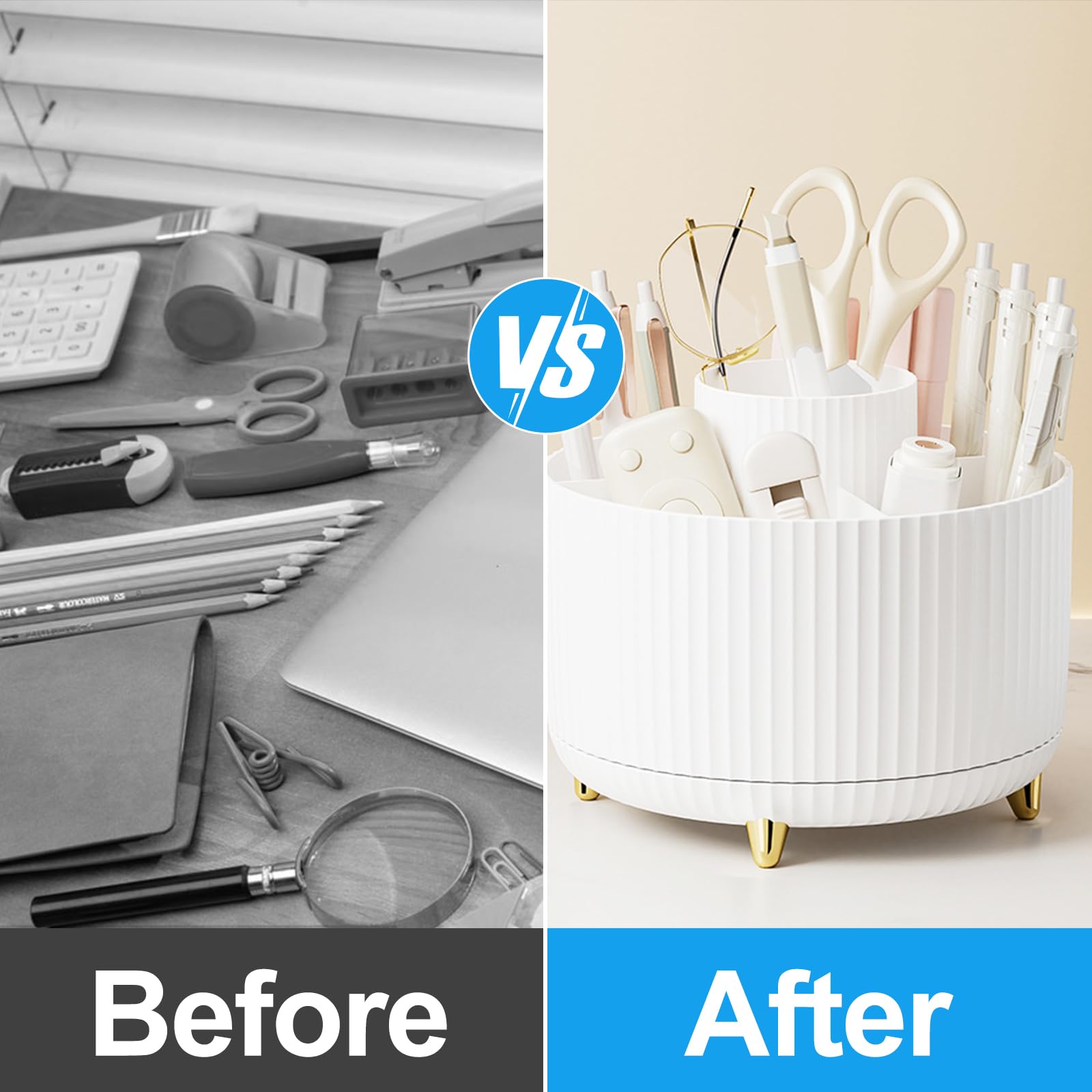 Organizer Scrivania Girevole 360° - Portapenne, Portamatite, Per Pennarelli E Oggetti, Multiuso - Foto 9