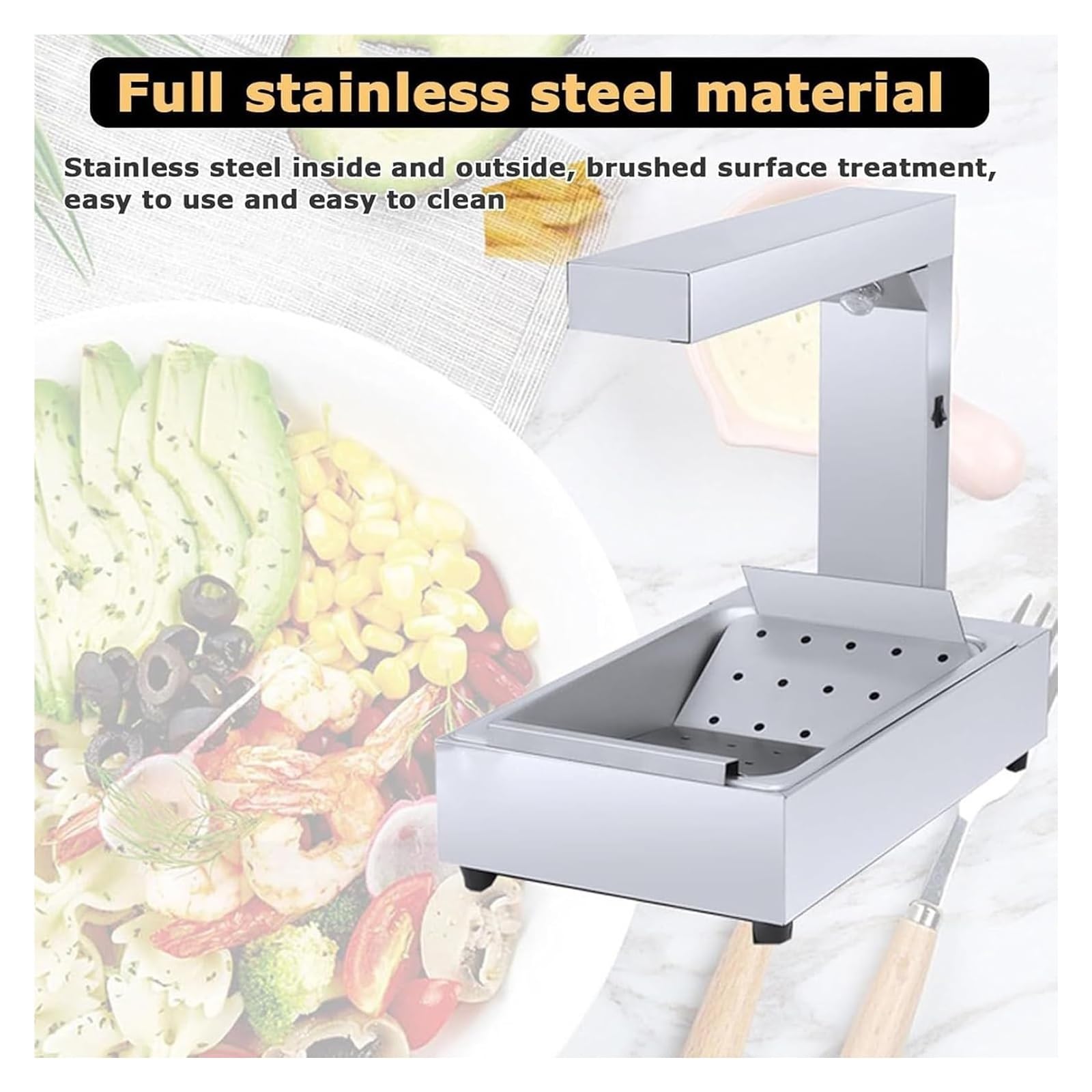 Stufa per friggere in acciaio inox commerciale – Lampada riscaldante per alimenti per ristoranti e cucine domestiche, soluzione di riscaldamento efficiente per patatine fritte appena cotte