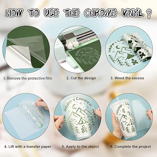 Miniatura 4 de VINYL FROG Vinilo cromado marrón  Rollo de vinilo adhesivo de espejo brillante de 12 x 60 pulgadas, vinilo metálico marrón, vinilo permanente